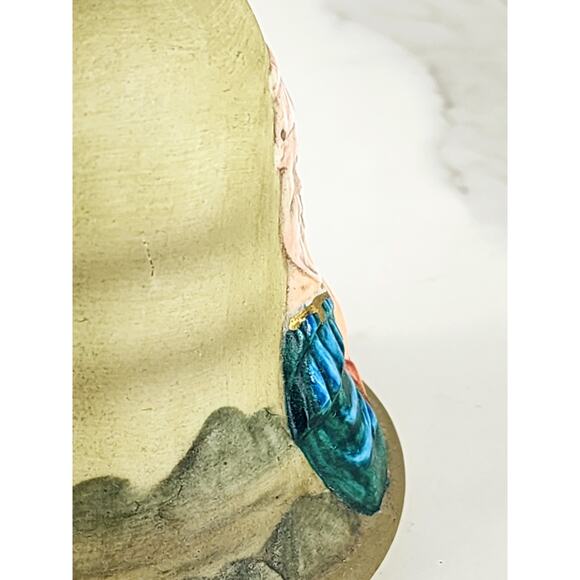 Bisque Praying Madonna Bell 5 3/4" Porcelain 1979 Hand Painted Roman Mexico - Picture 9 of 14